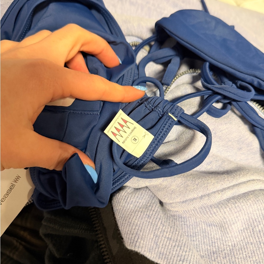 NWT Wicked Weasel Classic Navy Triangle Bikini Set - Picture 6 of 7